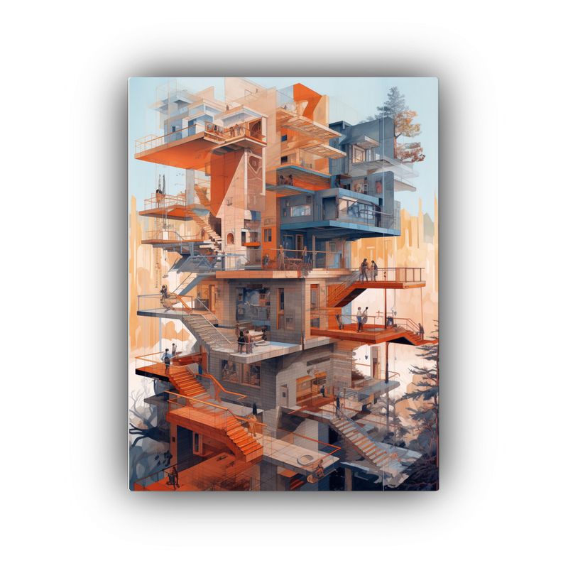 GENERICO - Pintura De Lienzo Con Intenso Patrón De Edificio 80x120 Cm