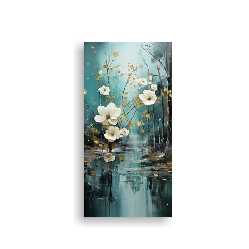 GENERICO - Cuadro Inspirador Elegante De árboles En Plata Y 70x140 Cm