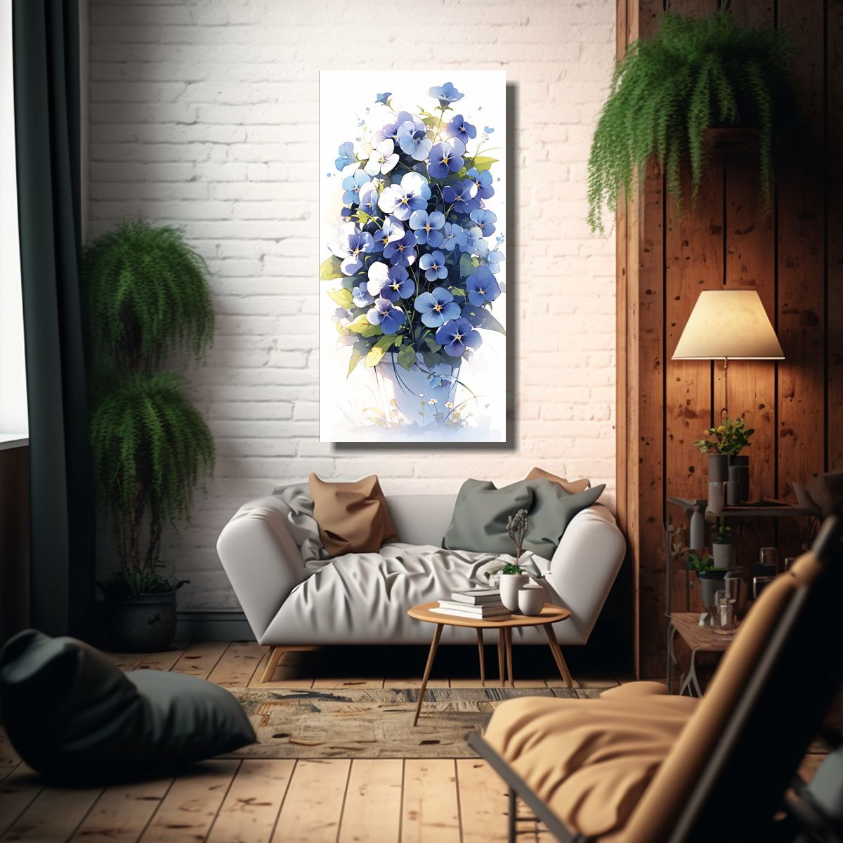 GENERICO - Pintura Abstracta Acuarela Violetas Vibrantes 60x120 Cm