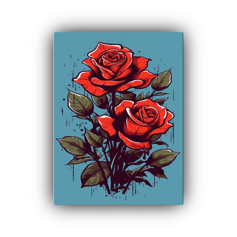 GENERICO - Cuadro Moderno Enigmático Rosas Rojas Premium En 80x120 Cm