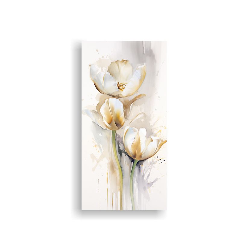 GENERICO - Pintura Abstracta Moderna Con Tulipanes Blancos Y 30x60 Cm