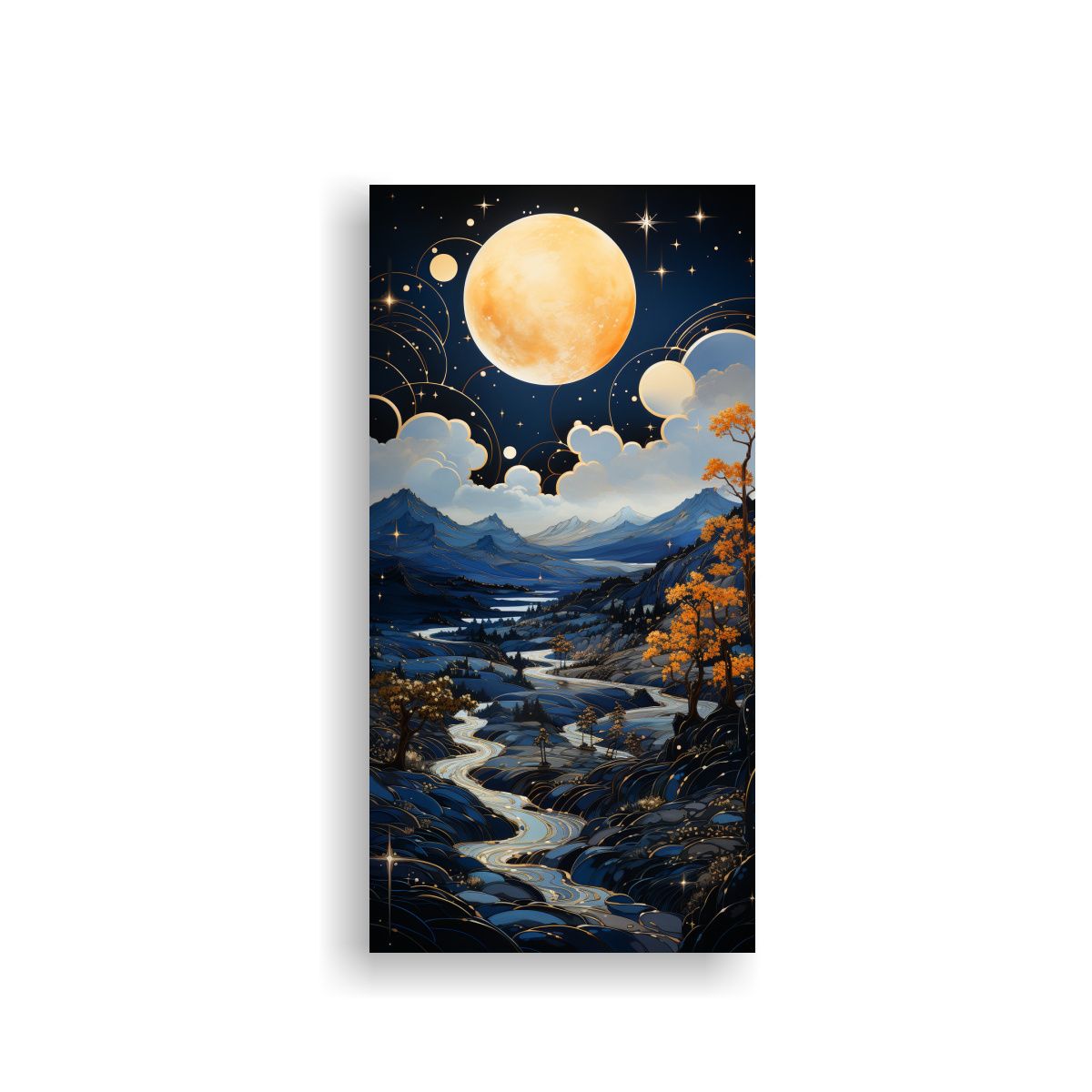 GENERICO - Cuadro Vanguardia Luna Sobre Montañas Con 60x120 Cm