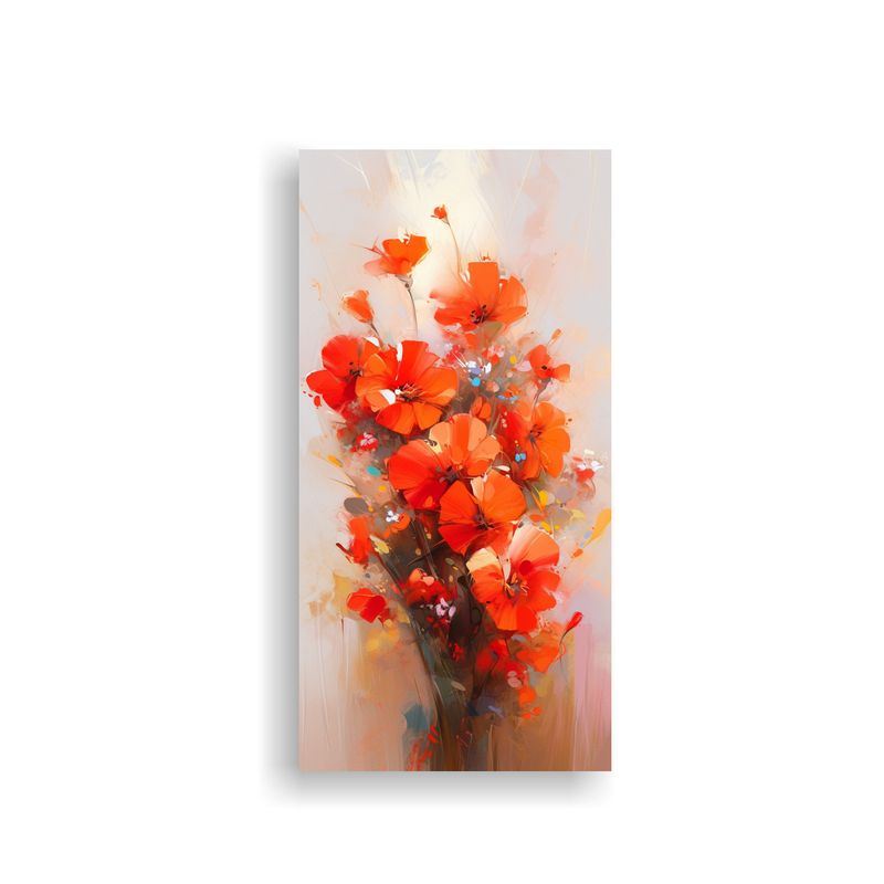 GENERICO - Pintura En Lienzo De Flores En Colores Rojo Y 50x100 Cm
