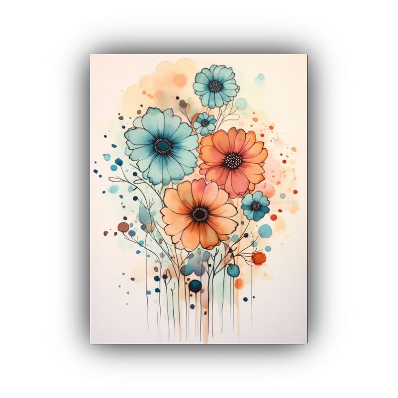 GENERICO - Cuadro Colores Alegre Con Flores Acuarela Rosach 80x120 Cm