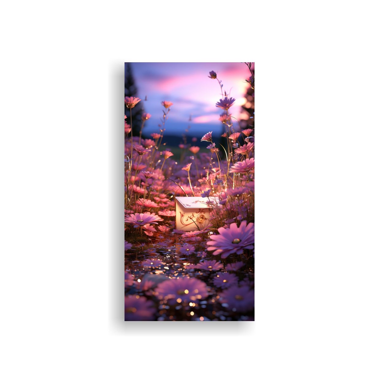 GENERICO - Cuadro Armonía Cromática Envolvente Rosa 40x80 Cm