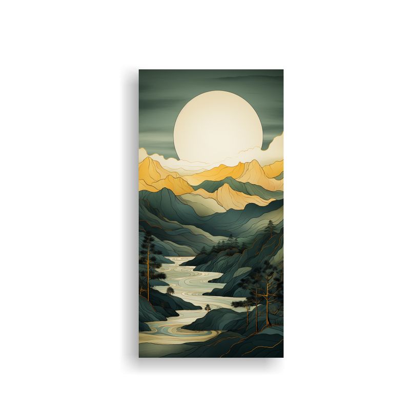 GENERICO - Pintura Minimalista De Montañas En Composición 50x100 Cm