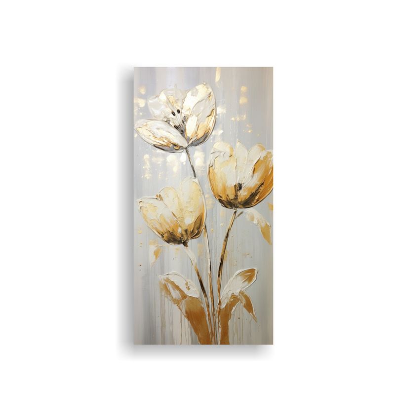GENERICO - Pintura Dorada De Tulipanes Arte Forma Baño En 80x160 Cm