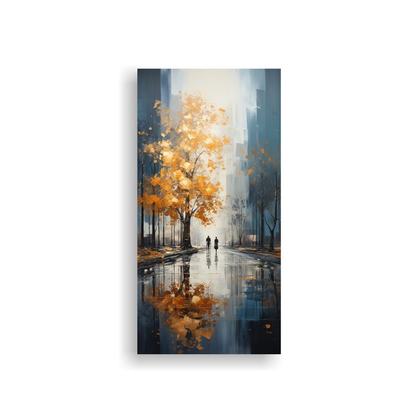 GENERICO - Pintura Abstracta De árboles En Plata Y Oro Con 20x40 Cm
