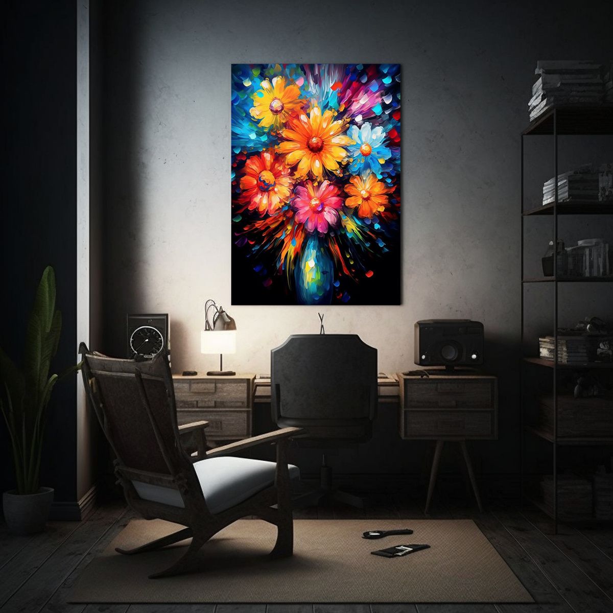 GENERICO - Cuadro Decorativo Con Flores De Galaxia De 80x120 Cm