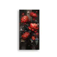 GENERICO - Lienzo Original De Flores Negras En Colores - 80x160 Cm