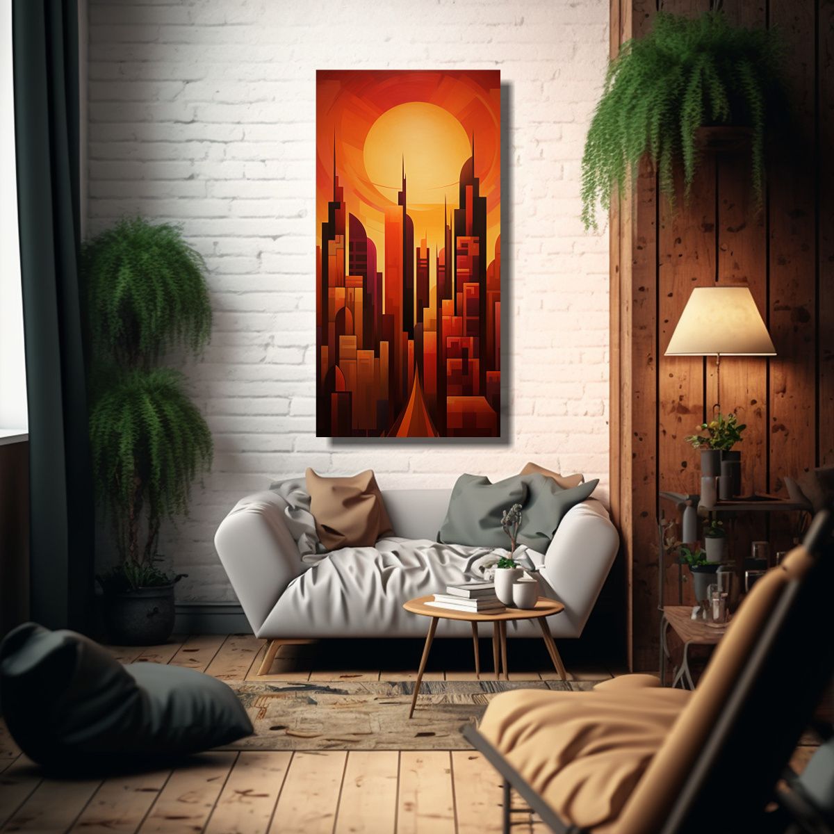 GENERICO - Cuadro Decorativo De Ciudad Al Amanecer 50x100 Cm