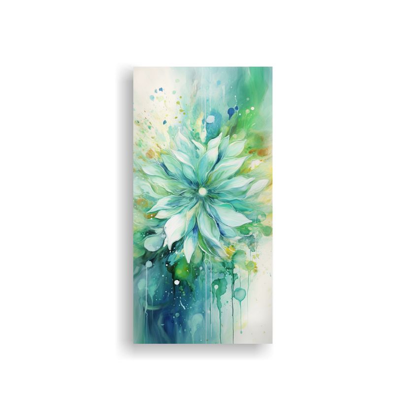 GENERICO - Pintura Abstracta De Flores En Colores Verde Y 40x80 Cm