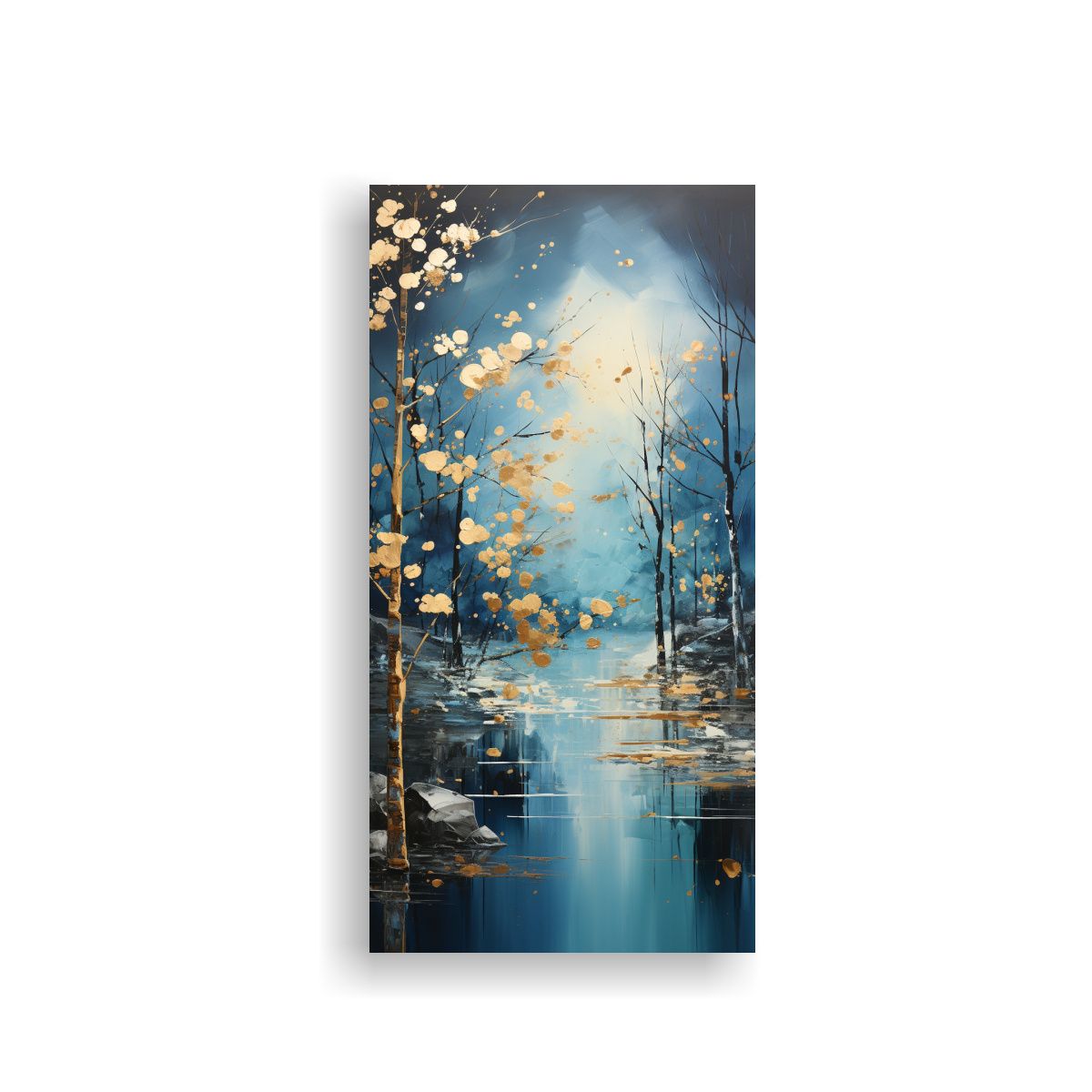 GENERICO - Pintura Abstracta De árboles En Plata Y Blanco 60x120 Cm