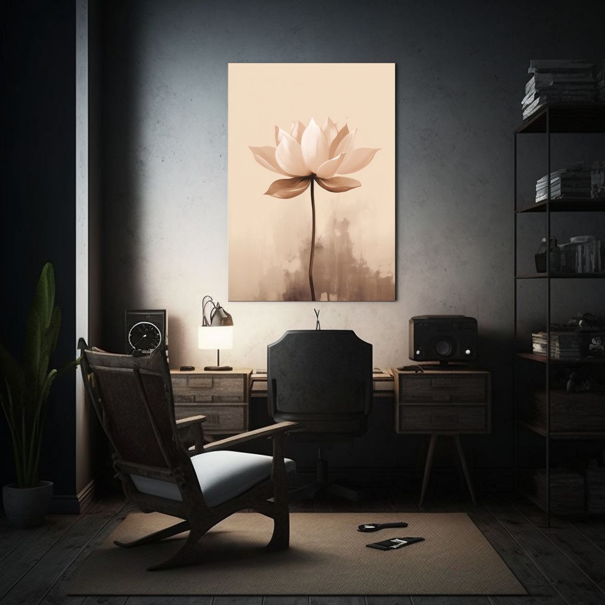 GENERICO - Cuadro Minimalista De Flor De Loto En Colores 80x120 Cm