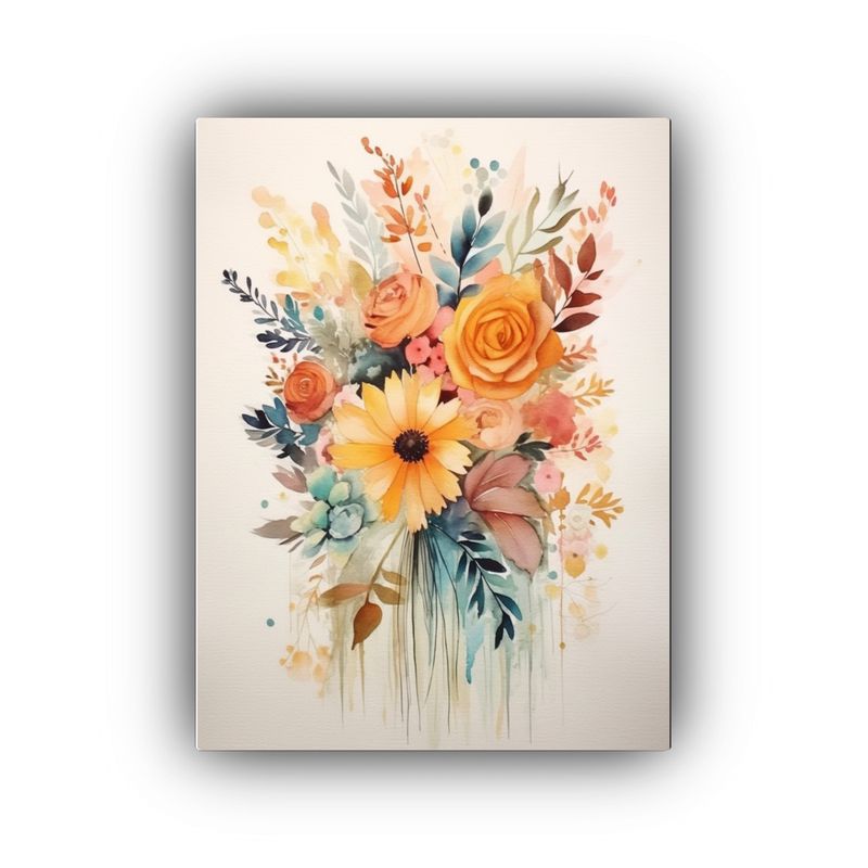 GENERICO - Pintura Decorativa Boho Cuadro Acuarela Floral 80x120 Cm