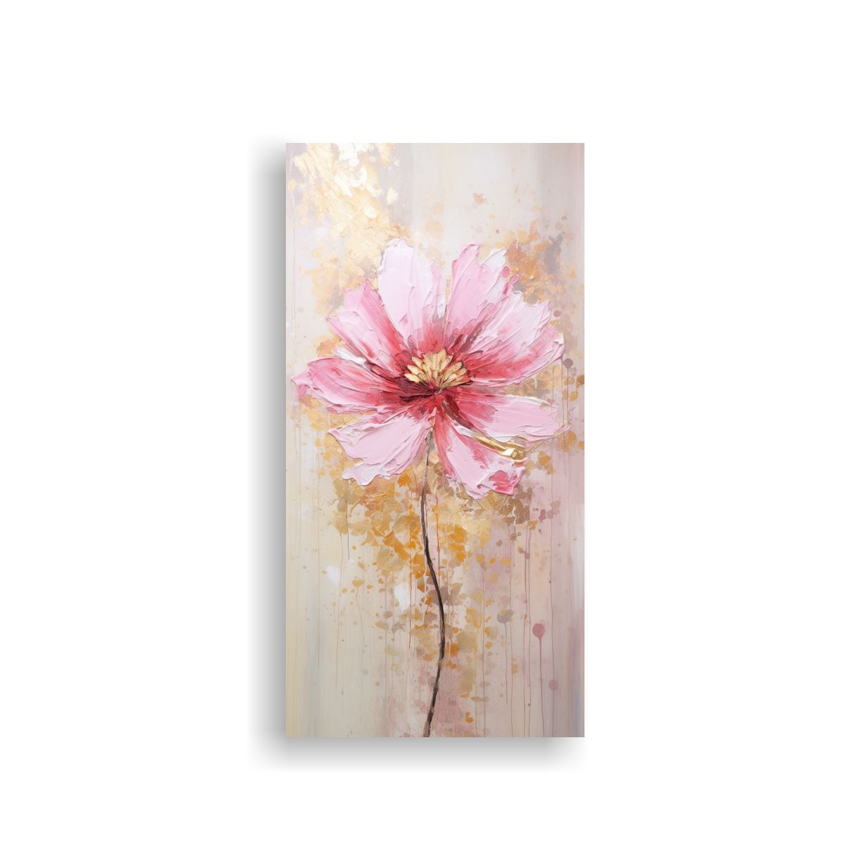 GENERICO - Pintura En Lienzo Floral Rosa Estilo Baño 40x80 Cm.