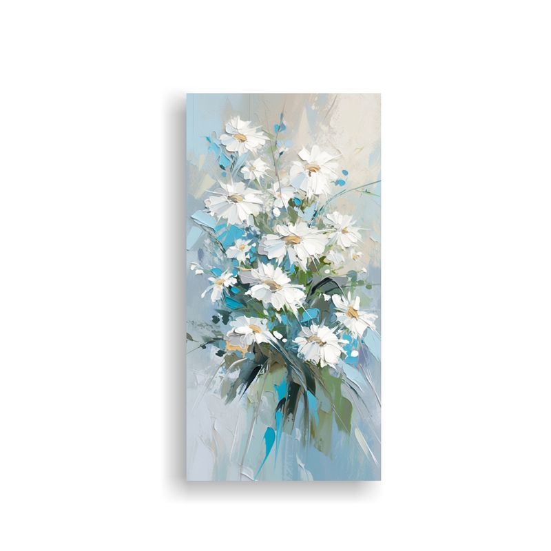 GENERICO - Cuadro De Flores En Lienzo De Colores Blanco Y 40x80 Cm