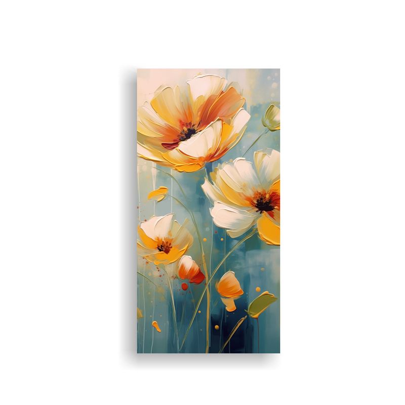GENERICO - Pintura Al óleo De Flores En Fondo Abstracto 50x100 Cm