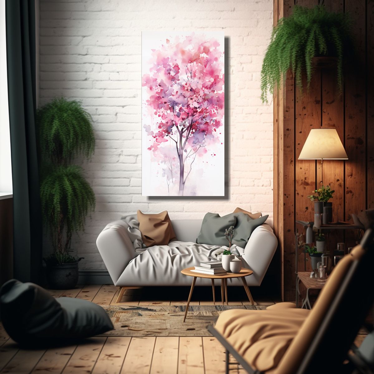 GENERICO - Cuadro Abstracto Fantasía Árbol De Eucalipto En 30x60 Cm.