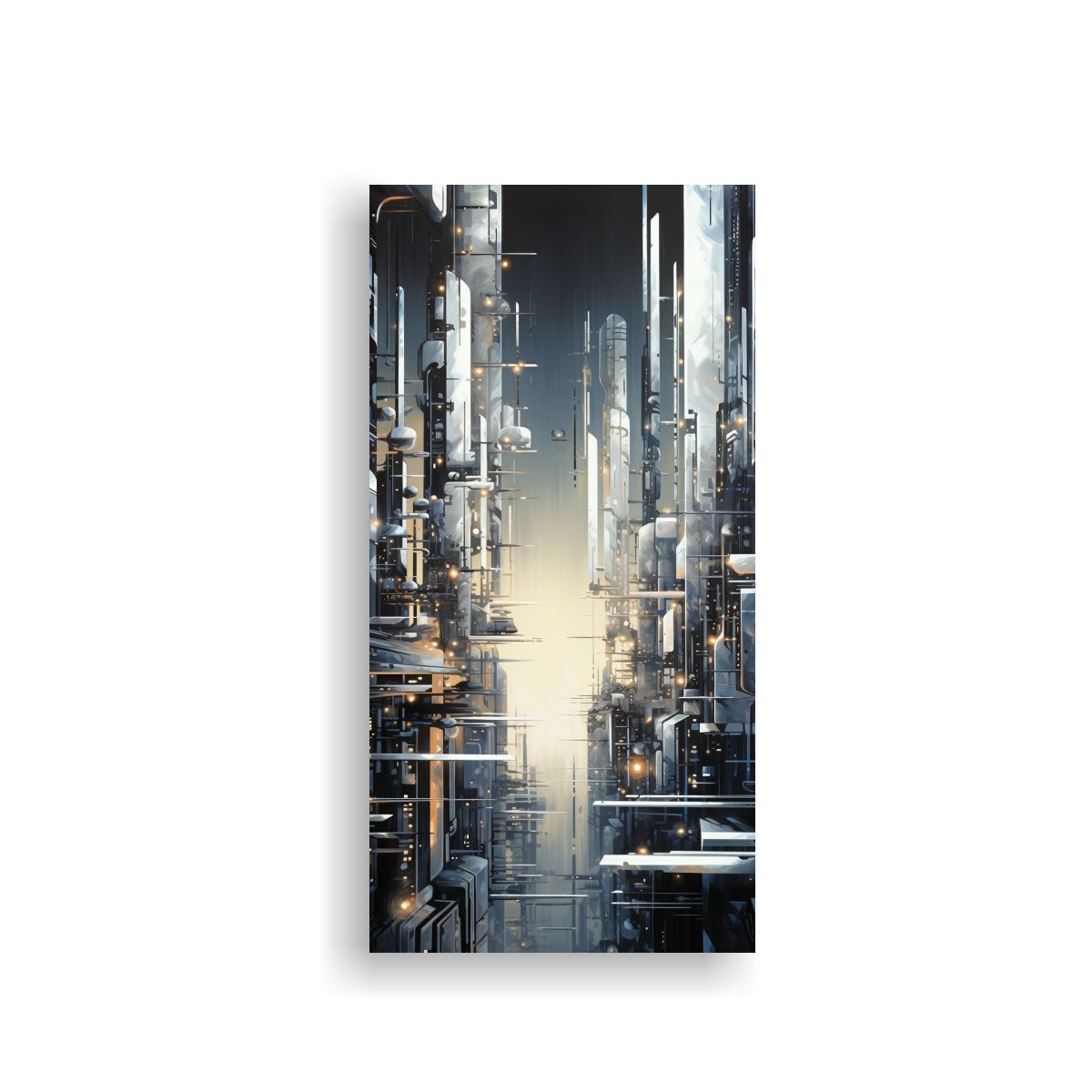 GENERICO - Pintura Abstracta De Una Ciudad Cibernética En 50x100 Cm