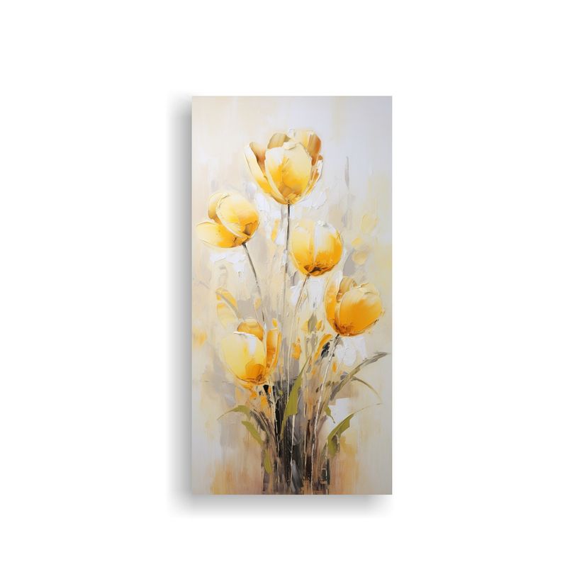 GENERICO - Cuadro Abstracto Perspectiva Tulipanes Amarillos 70x140 Cm