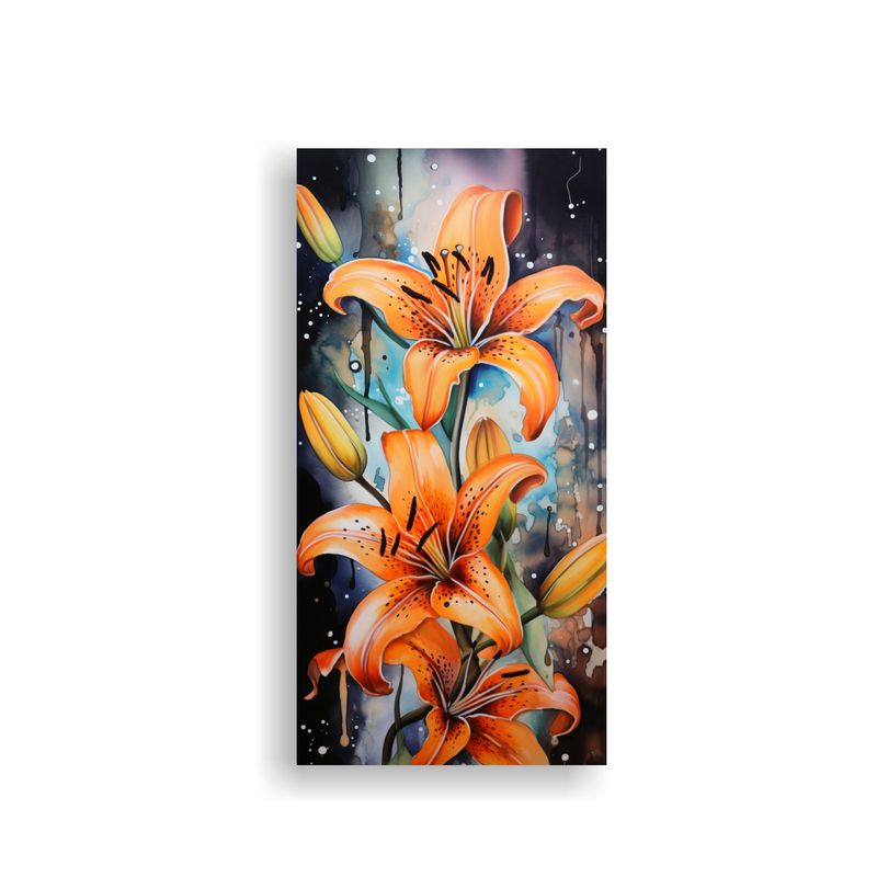 GENERICO - Pintura Abstracta Lirios Naranja Y Negro En 30x60 Cm