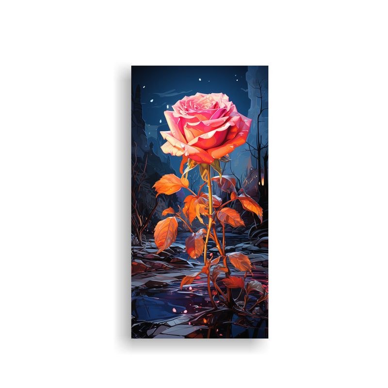 GENERICO - Cuadro De Arte Pop Con Elegante Rosa En Tono 70x140 Cm
