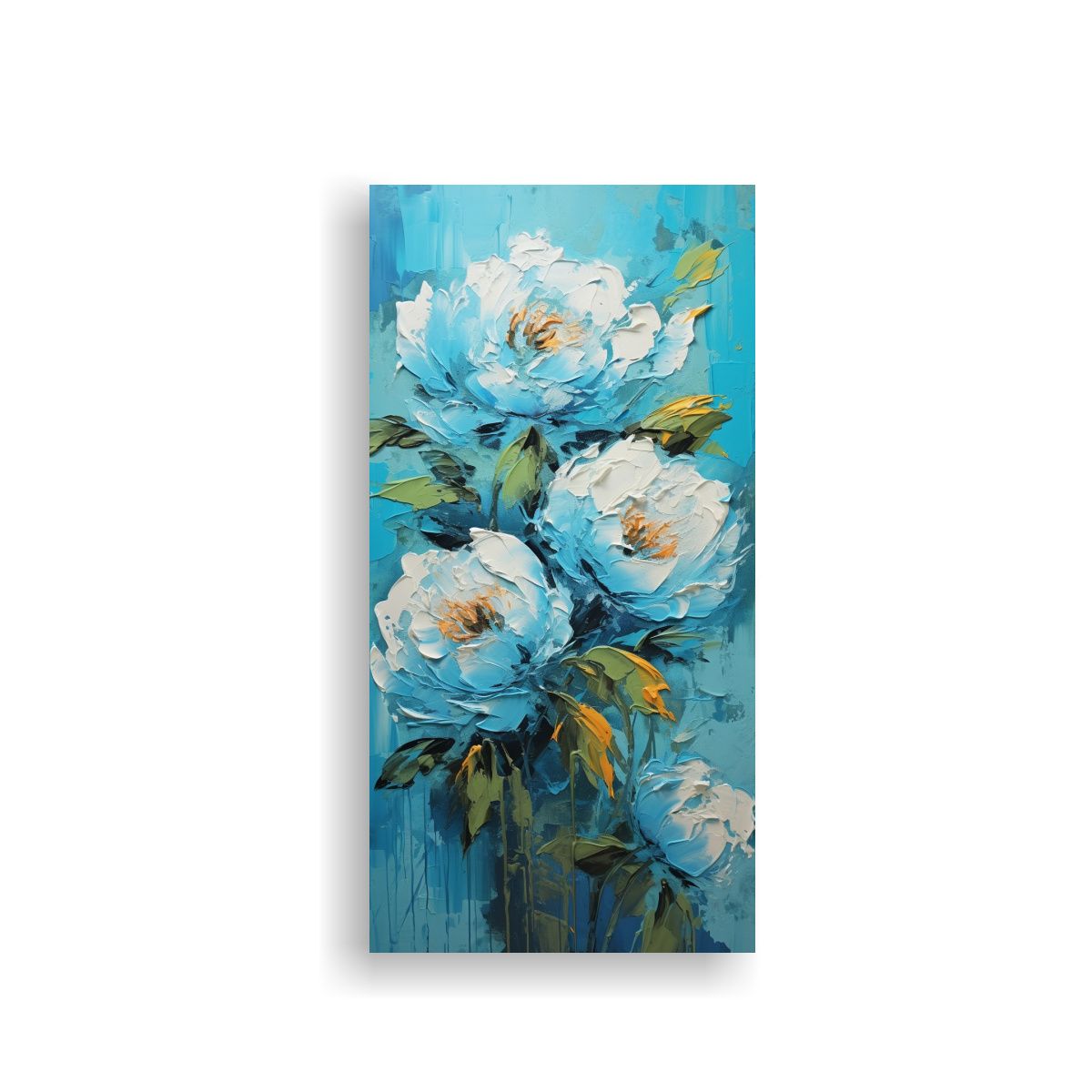 GENERICO - Cuadro Colorido Dibujo Turquesa De PEONÍAS En 30x60 Cm