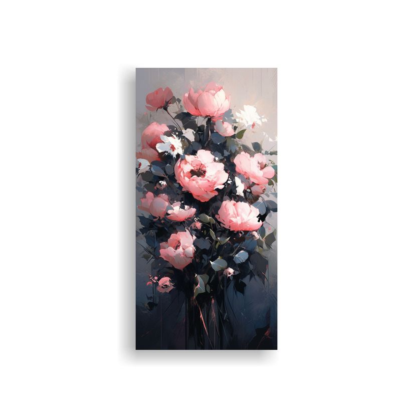 GENERICO - Pintura En Lienzo De Flores En Colores Negro Y 50x100 Cm