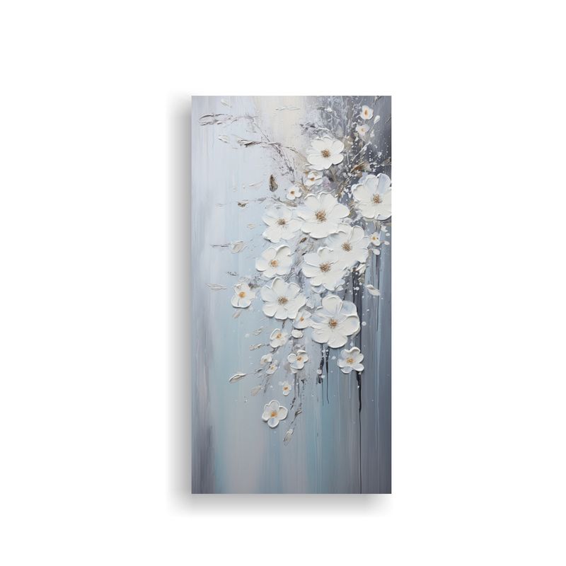 GENERICO - Cuadro Moderno Acrílico Blanco Con Salpicaduras 40x80 Cm