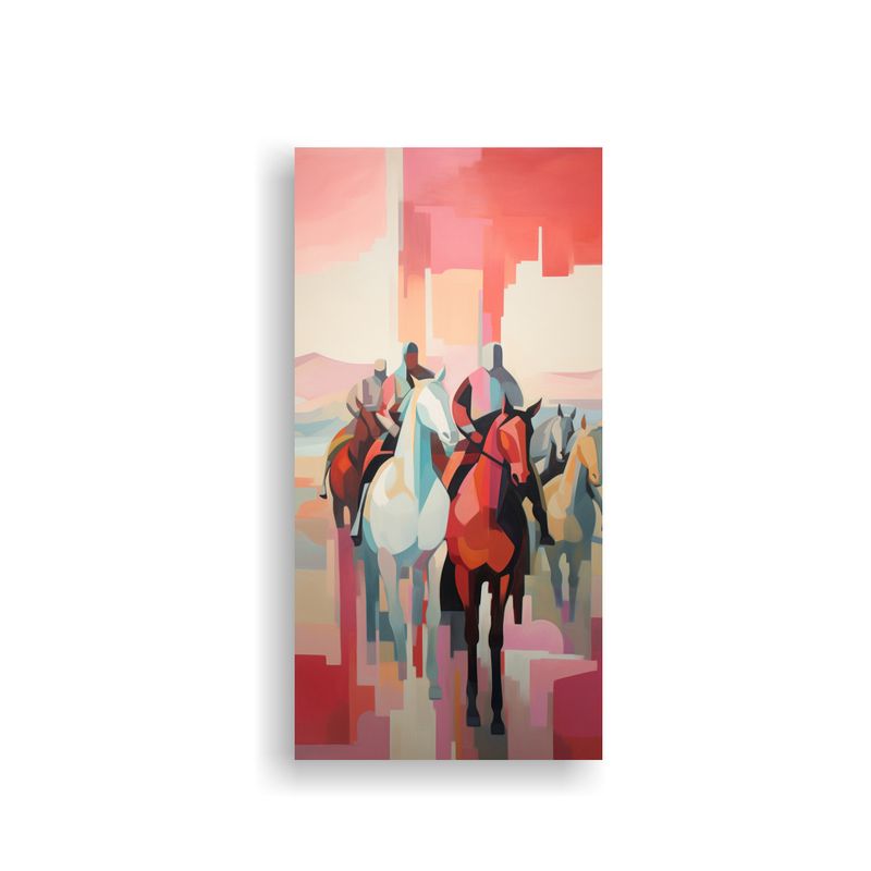 GENERICO - Pintura Abstracta De Personas En Caballos En La 80x160 Cm