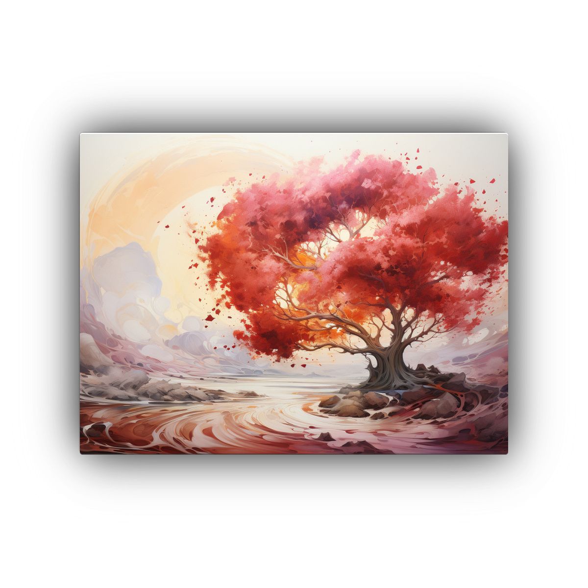GENERICO - Cuadro Abstracto Moderno De Un Árbol De Sauce En 120x80 Cm