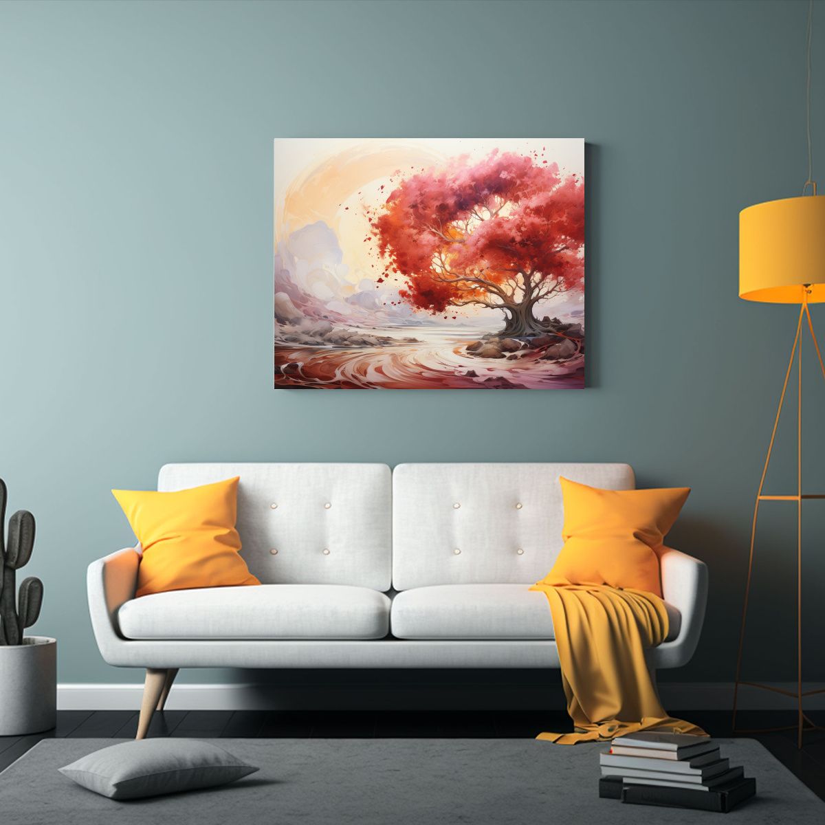 GENERICO - Cuadro Abstracto Moderno De Un Árbol De Sauce En 120x80 Cm