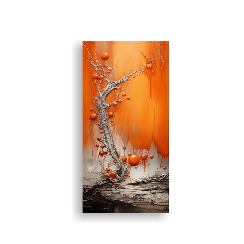 GENERICO - Cuadro Estilo Abstracto En Colores Naranja Y 30x60 Cm