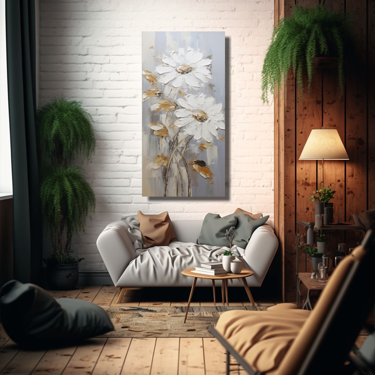 GENERICO - Pintura En Lienzo Rectangular De Girasoles 70x140 Cm