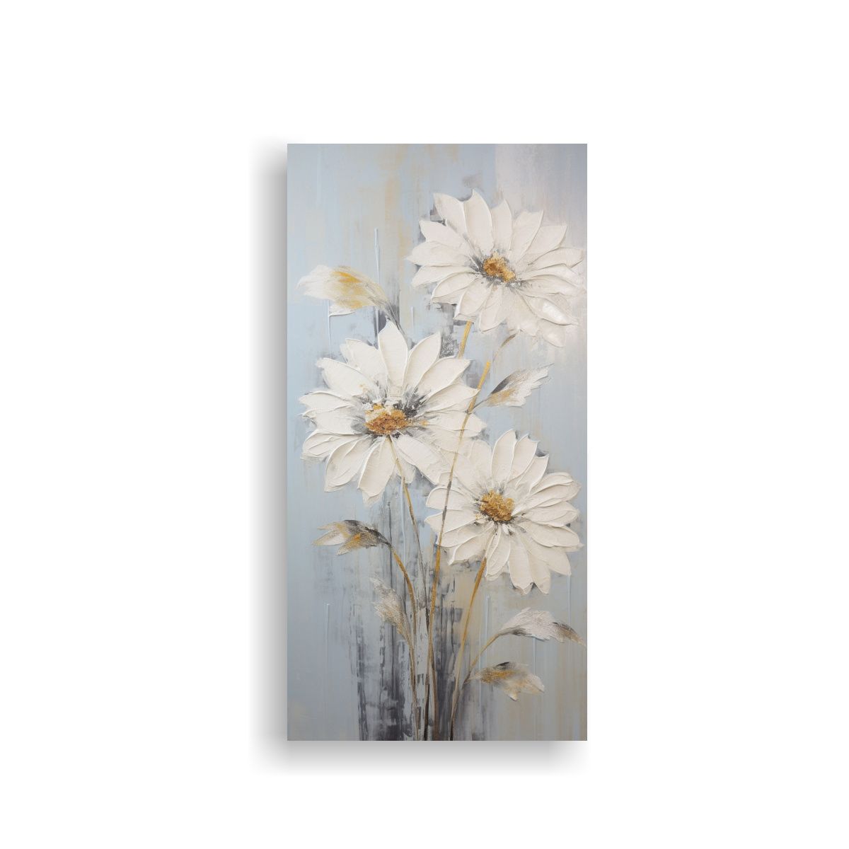 GENERICO - Cuadro De Girasoles Blancos En Lienzo Estilo 60x120 Cm