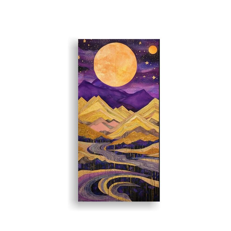 GENERICO - Lienzo Forma Luminosidad Pintura Con Luna Cerca 40x80 Cm