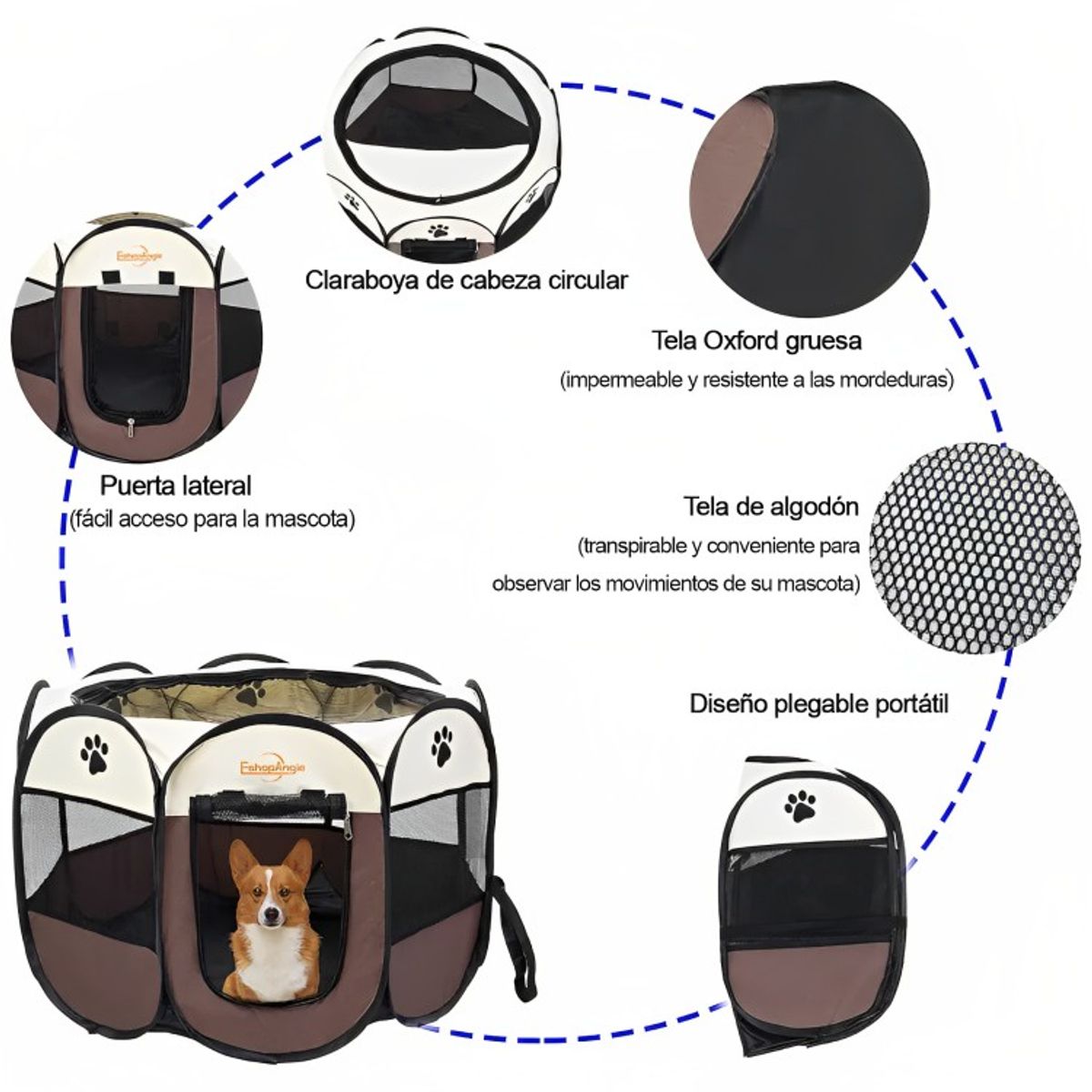 GENERICO - Corral Tienda Para Mascotas Portatil Perro Gato Marron