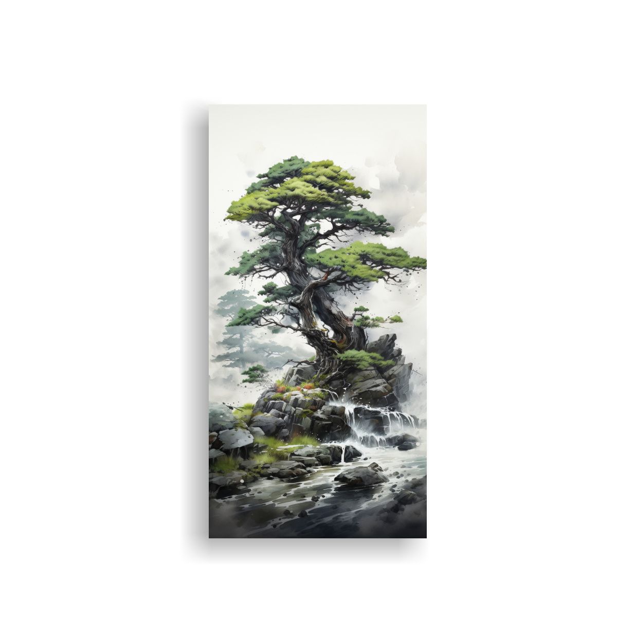 GENERICO - Pintura Abstracta Color Negro árbol De Enebro 70x140 Cm