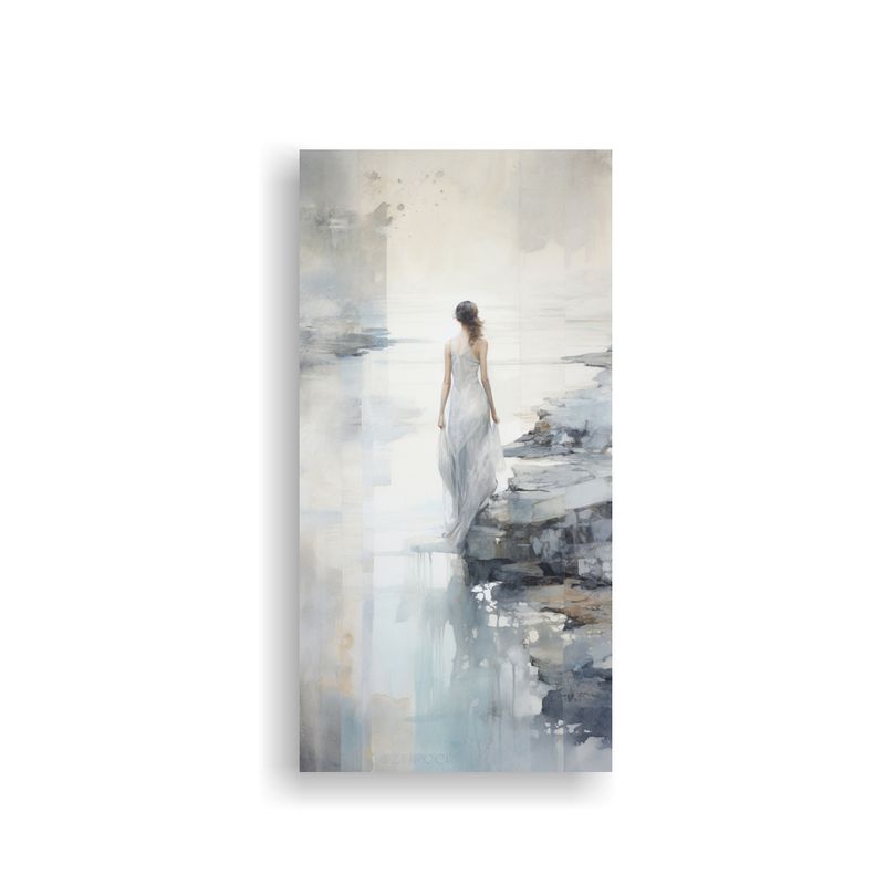 GENERICO - Pintura Canva Abstracción Temática En Blanco 50x100 Cm