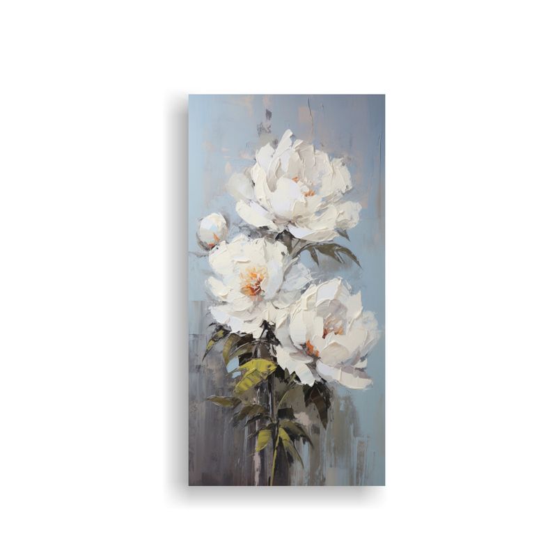 GENERICO - Pintura Lienzo Diseño Flores Blancas Estilo 70x140 Cm