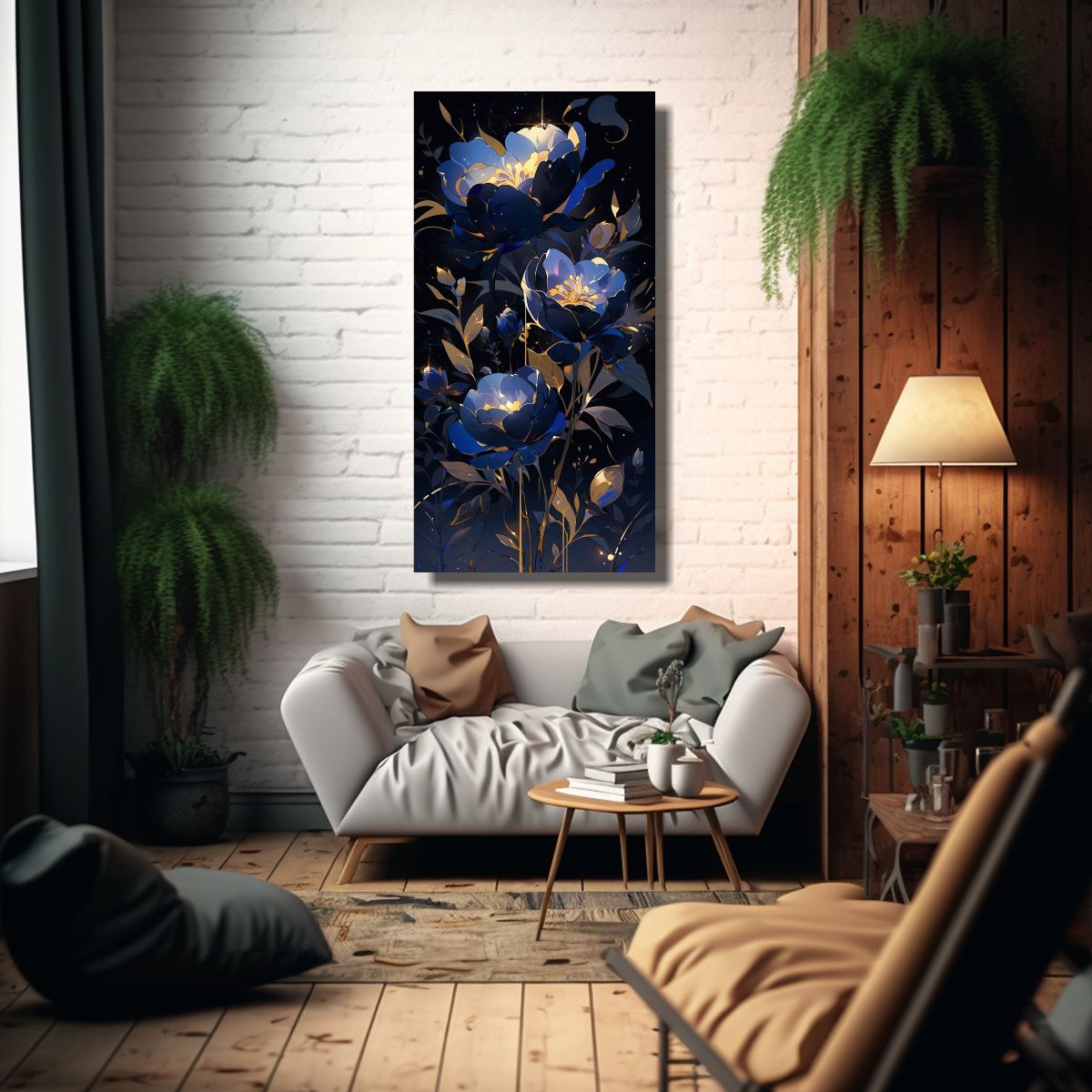 GENERICO - Cuadro Arte Grafico Neonoir Atmosfera Dorada Y 70x140 Cm