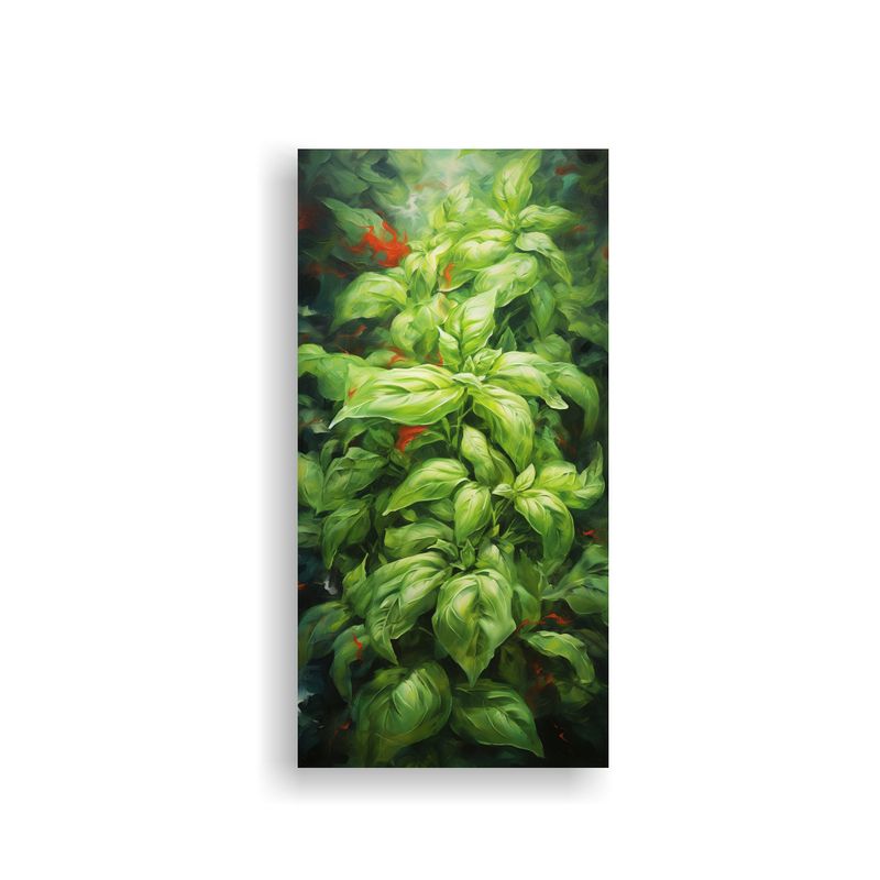 GENERICO - Cuadro Abstracto De Hierbas De Albahaca Pintura 40x80 Cm