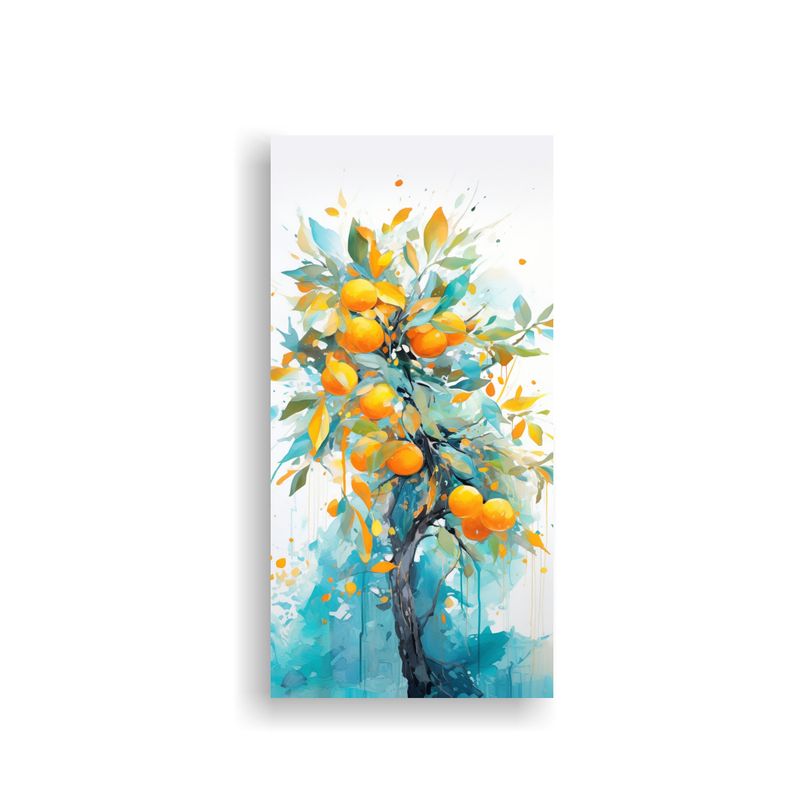 GENERICO - Cuadro Abstracto árbol Naranja Y Turquesa 60x120 Cm