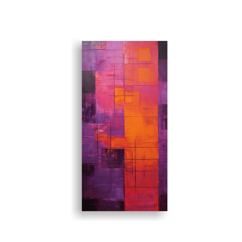GENERICO - Pintura Abstracta Noche Oscura Planeta Naranja 30x60 Cm
