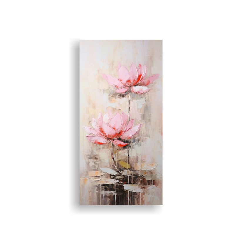 GENERICO - Pintura Decorativa De Loto Rosa En Lienzo Estilo P 80x160 Cm