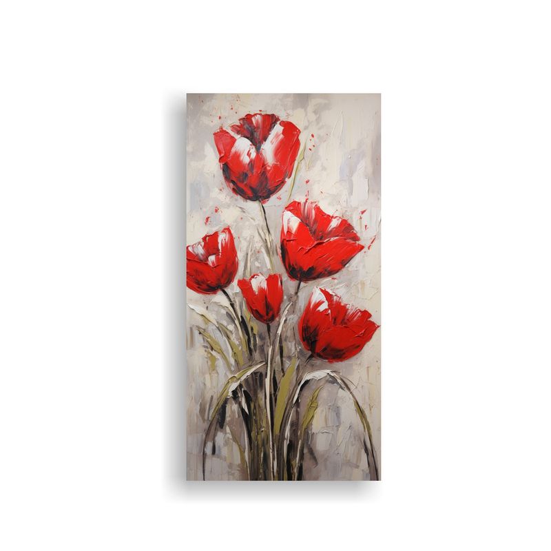 GENERICO - 1 Cuadro Colorido De Tulipanes En Lienzo Al 50x100 Cm