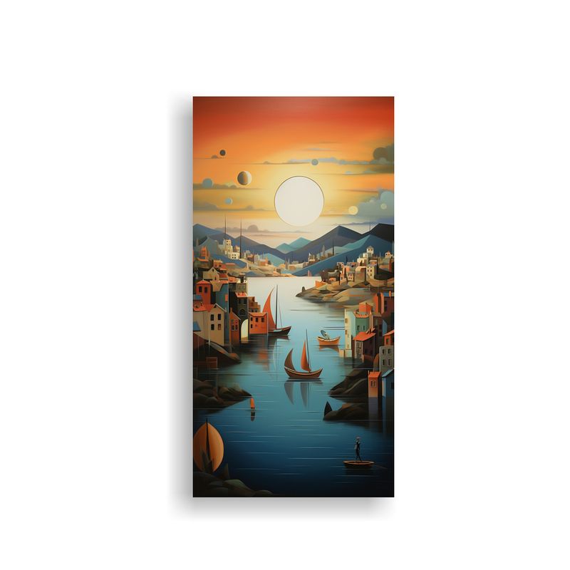 GENERICO - Pintura De Decoración De Una Animada Bahía Al 60x120 Cm