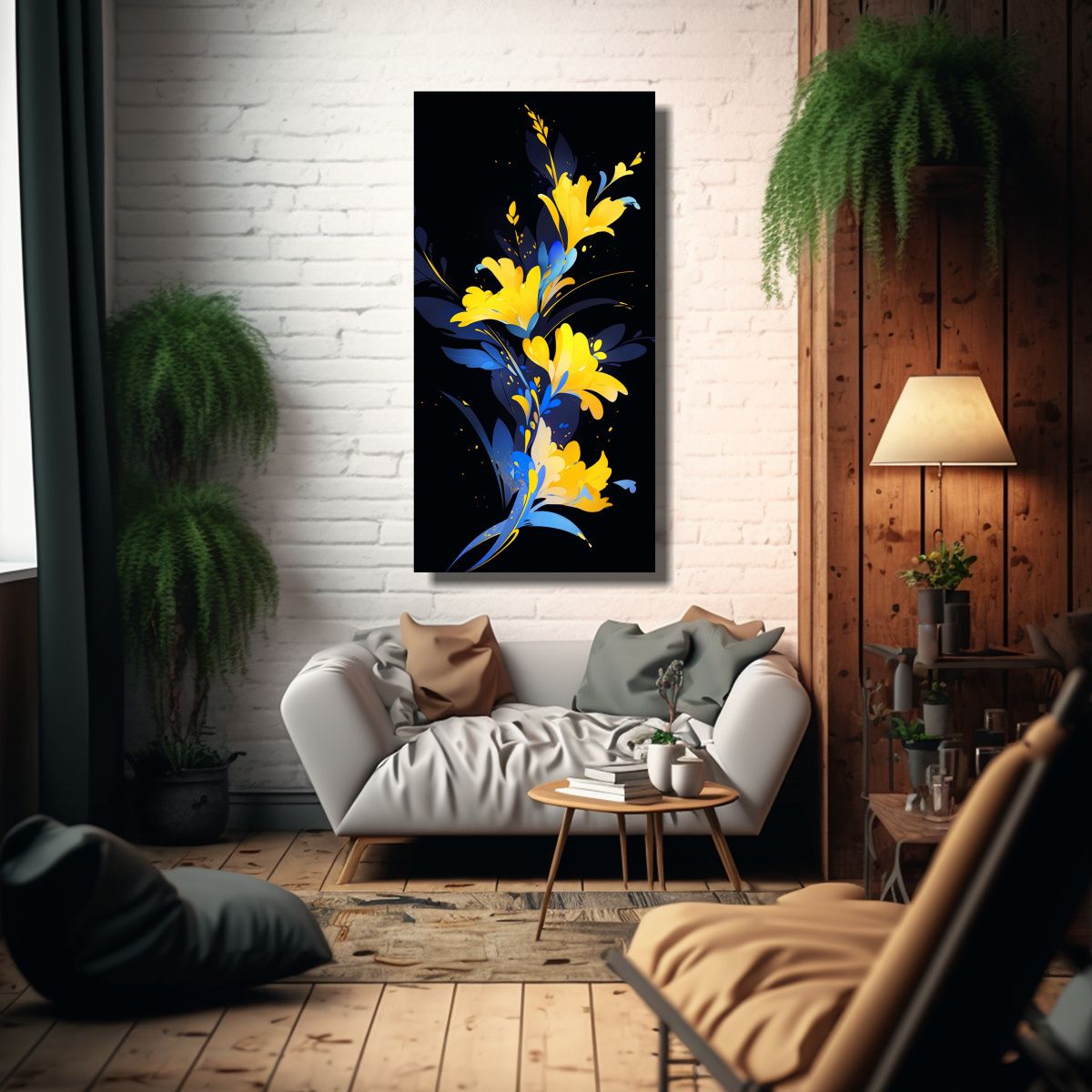 GENERICO - Pintura En Bastidor Moderno Equilibrio Amarillo Y 20x40 Cm