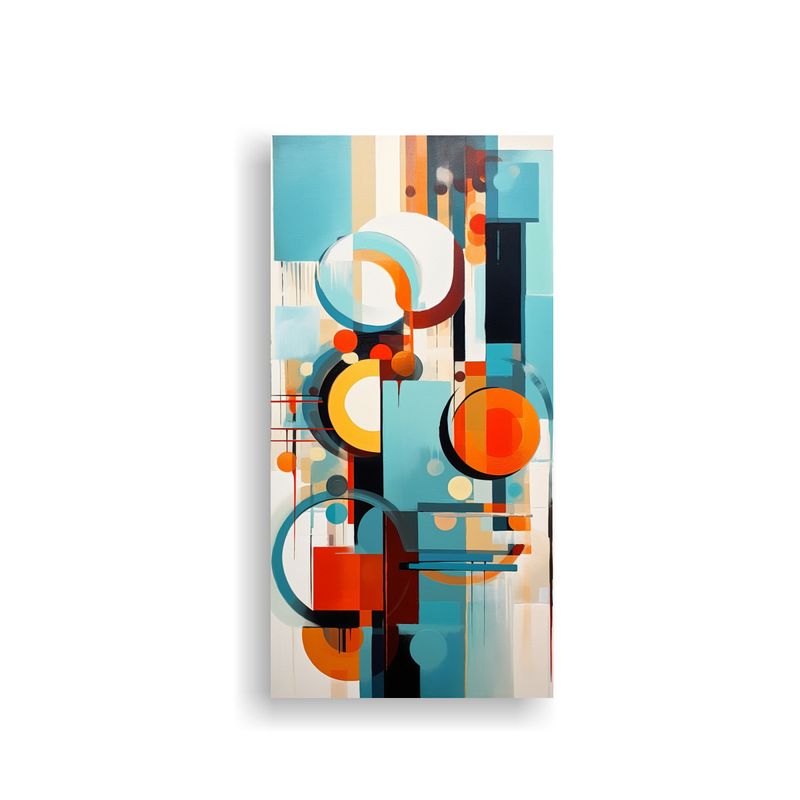 GENERICO - Pintura Abstracta Amarillo Azul Refinado En Tela 70x140 Cm